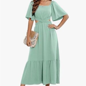 NWOT Square Neck Mint Green Maxi Dress